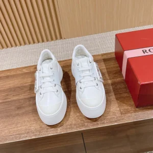 Roger Vivier Women Viv Skate Sneakers In Calfskin Nappa Leather White