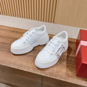 Roger Vivier Women Viv Skate Sneakers In Calfskin Nappa Leather White