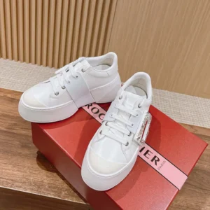 Roger Vivier Women Viv Skate Sneakers In Calfskin Nappa Leather White