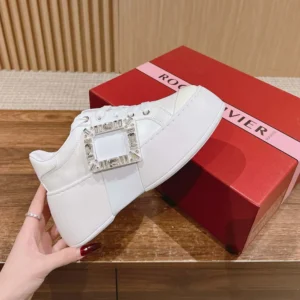 Roger Vivier Women Viv Skate Sneakers In Calfskin Nappa Leather White