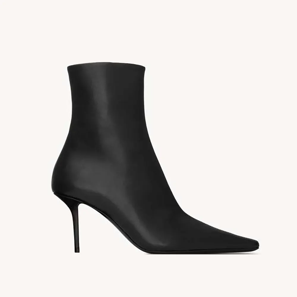 Saint Laurent YSL Women Ashley Booties In Smooth Leather Black