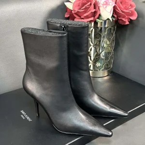 Saint Laurent YSL Women Ashley Booties In Smooth Leather Black