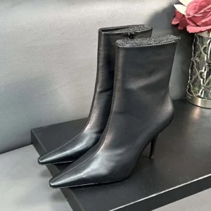Saint Laurent YSL Women Ashley Booties In Smooth Leather Black