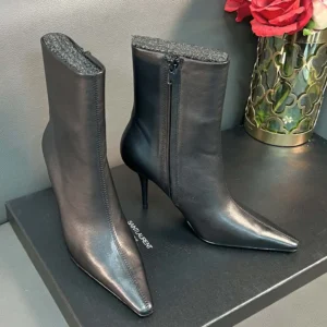 Saint Laurent YSL Women Ashley Booties In Smooth Leather Black