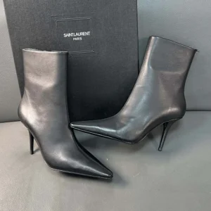 Saint Laurent YSL Women Ashley Booties In Smooth Leather Black