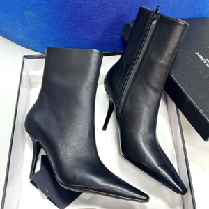 Saint Laurent YSL Women Ashley Booties In Smooth Leather Black