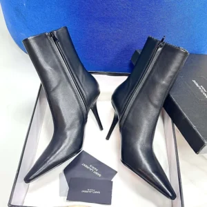 Saint Laurent YSL Women Ashley Booties In Smooth Leather Black