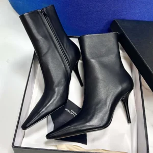 Saint Laurent YSL Women Ashley Booties In Smooth Leather Black