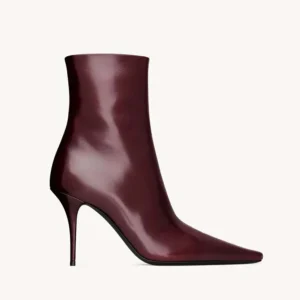 Saint Laurent YSL Women Ashley Booties In Smooth Leather Bordeaux