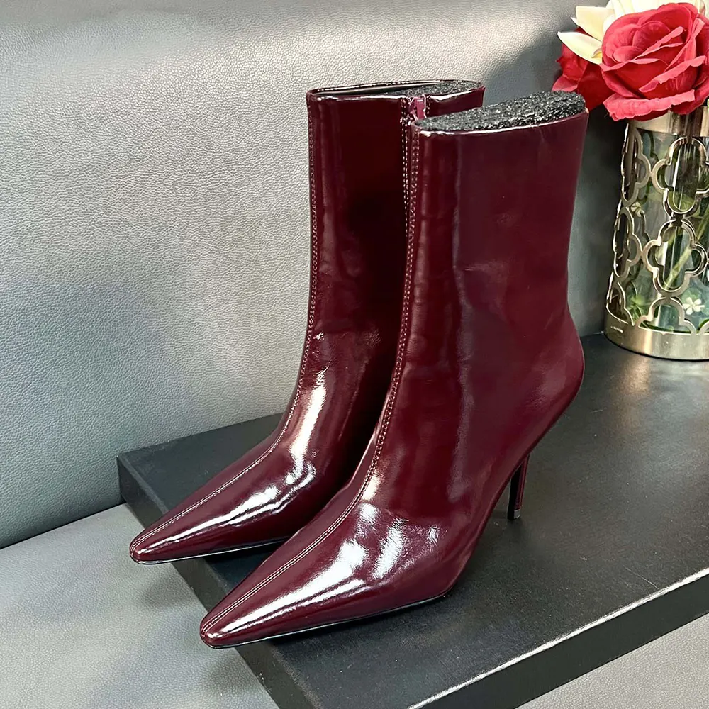 Saint Laurent YSL Women Ashley Booties In Smooth Leather Bordeaux 7 Saint Laurent YSL Women Ashley Booties In Smooth Leather Bordeaux