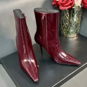 Saint Laurent YSL Women Ashley Booties In Smooth Leather Bordeaux