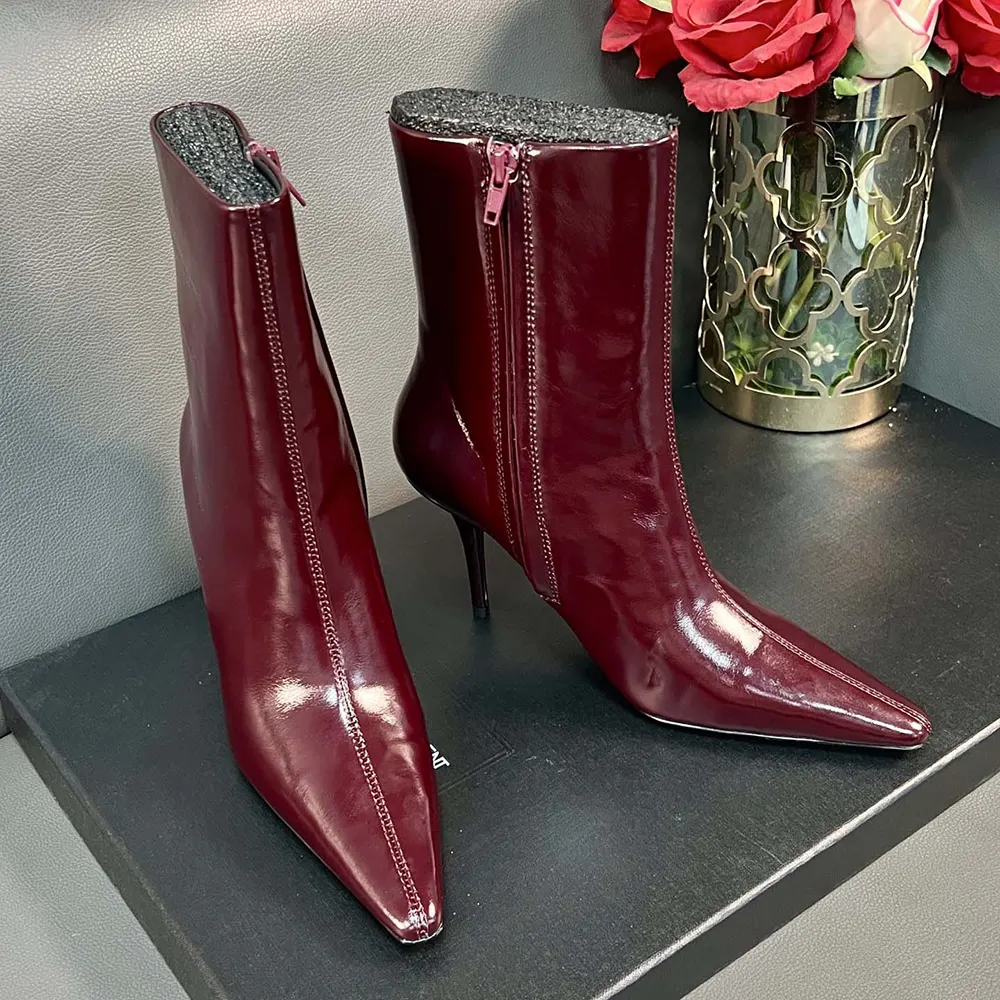 Saint Laurent YSL Women Ashley Booties In Smooth Leather Bordeaux 6 Saint Laurent YSL Women Ashley Booties In Smooth Leather Bordeaux