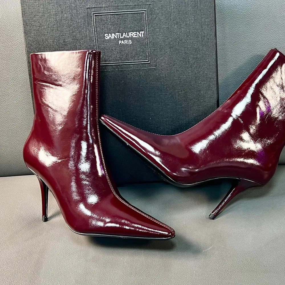Saint Laurent YSL Women Ashley Booties In Smooth Leather Bordeaux 8 Saint Laurent YSL Women Ashley Booties In Smooth Leather Bordeaux
