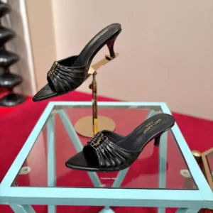 Saint Laurent YSL Women Babylone Mules In Smooth Leather Black
