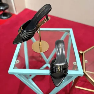 Saint Laurent YSL Women Babylone Mules In Smooth Leather Black