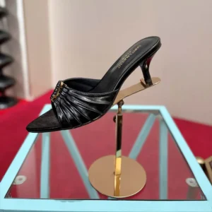 Saint Laurent YSL Women Babylone Mules In Smooth Leather Black
