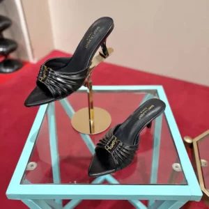 Saint Laurent YSL Women Babylone Mules In Smooth Leather Black