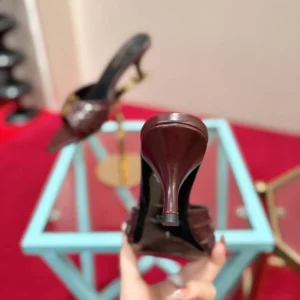 Saint Laurent YSL Women Babylone Mules In Smooth Leather Bordeaux