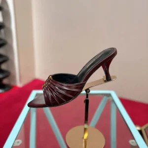 Saint Laurent YSL Women Babylone Mules In Smooth Leather Bordeaux