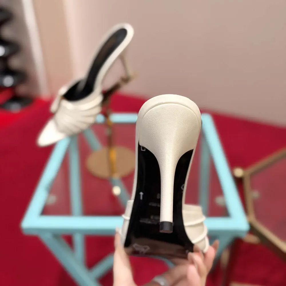 Saint Laurent YSL Women Babylone Mules In Smooth Leather White 10 Saint Laurent YSL Women Babylone Mules In Smooth Leather White