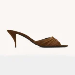 Saint Laurent YSL Women Babylone Mules In Suede Brown