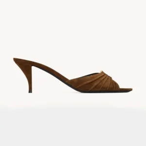 Saint Laurent YSL Women Babylone Mules In Suede Brown