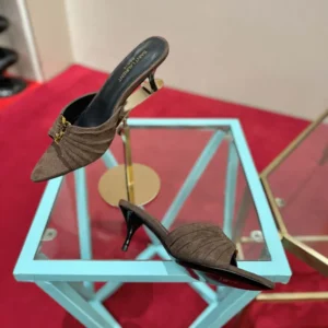 Saint Laurent YSL Women Babylone Mules In Suede Brown