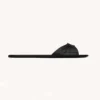 Saint Laurent YSL Women Babylone Slides In Smooth Leather Black