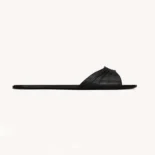 Saint Laurent YSL Women Babylone Slides In Smooth Leather Black