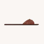 Saint Laurent YSL Women Babylone Slides In Smooth Leather Brown