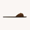 Saint Laurent YSL Women Babylone Slides In Suede Brown