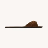 Saint Laurent YSL Women Babylone Slides In Suede Brown