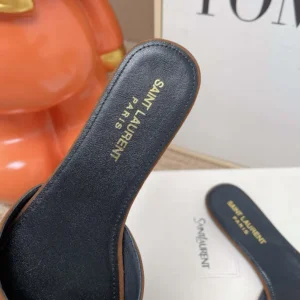Saint Laurent YSL Women Babylone Slides In Suede Brown