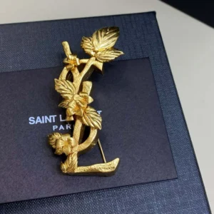 Saint Laurent YSL Women Cassandre Hydrangea Brooch in Metal