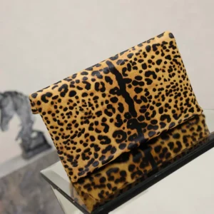 Saint Laurent YSL Women Cassandre Large Envelope Pouch In Pony Hair Leather