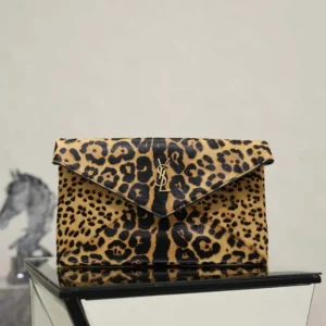 Saint Laurent YSL Women Cassandre Large Envelope Pouch In Pony Hair Leather