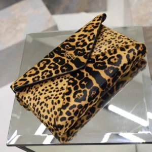 Saint Laurent YSL Women Cassandre Large Envelope Pouch In Pony Hair Leather