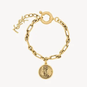 Saint Laurent YSL Women Cassandre Medallion Bracelet in Metal