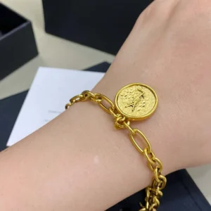 Saint Laurent YSL Women Cassandre Medallion Bracelet in Metal