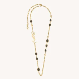 Saint Laurent YSL Women Cassandre Necklace in Enamel Resin And Metal