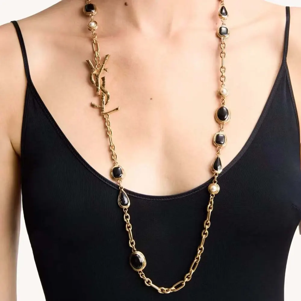 Saint Laurent YSL Women Cassandre Necklace in Enamel Resin and Metal 9 Saint Laurent YSL Women Cassandre Necklace in Enamel Resin And Metal