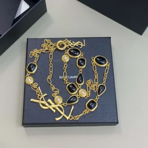 Saint Laurent YSL Women Cassandre Necklace in Enamel Resin And Metal