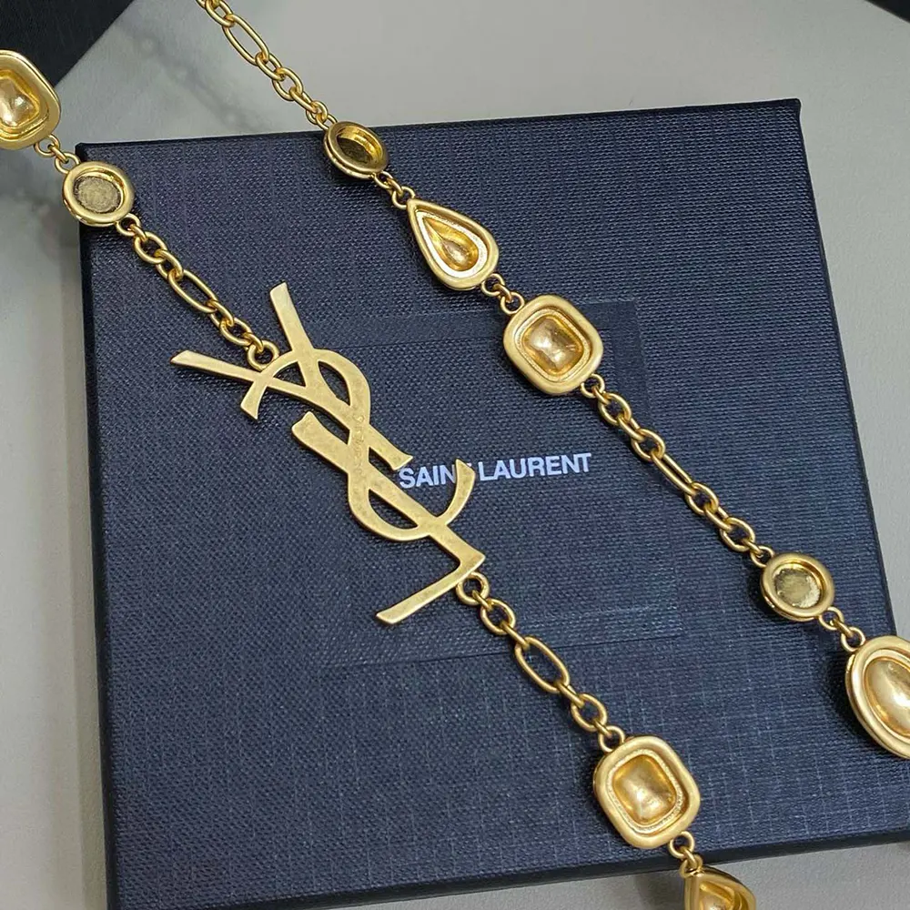 Saint Laurent YSL Women Cassandre Necklace in Enamel Resin and Metal 8 Saint Laurent YSL Women Cassandre Necklace in Enamel Resin And Metal