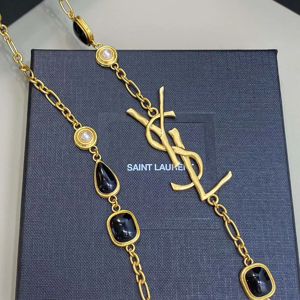 Saint Laurent YSL Women Cassandre Necklace in Enamel Resin and Metal 7 Saint Laurent YSL Women Cassandre Necklace in Enamel Resin And Metal