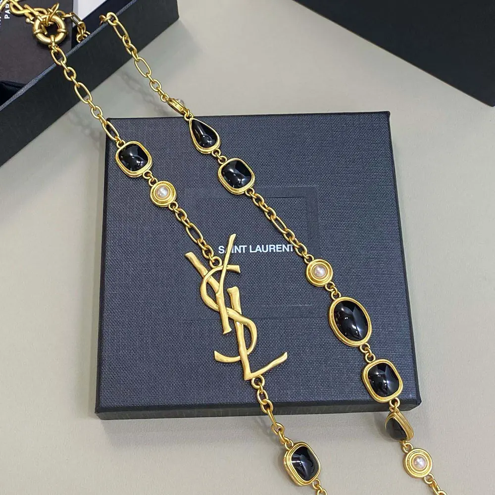 Saint Laurent YSL Women Cassandre Necklace in Enamel Resin and Metal 6 Saint Laurent YSL Women Cassandre Necklace in Enamel Resin And Metal