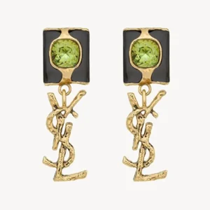Saint Laurent YSL Women Cassandre Pendant Earrings in Glass and Enamel