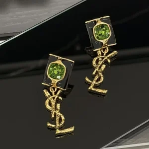 Saint Laurent YSL Women Cassandre Pendant Earrings in Glass and Enamel