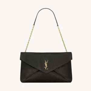 Saint Laurent YSL Women Cassandre Pouch On Chain In Lambskin Black 29cm