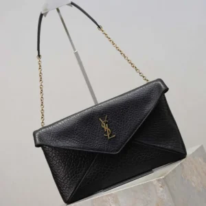 Saint Laurent YSL Women Cassandre Pouch On Chain In Lambskin Black 29cm