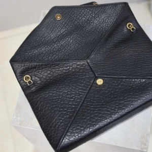 Saint Laurent YSL Women Cassandre Pouch On Chain In Lambskin Black 29cm